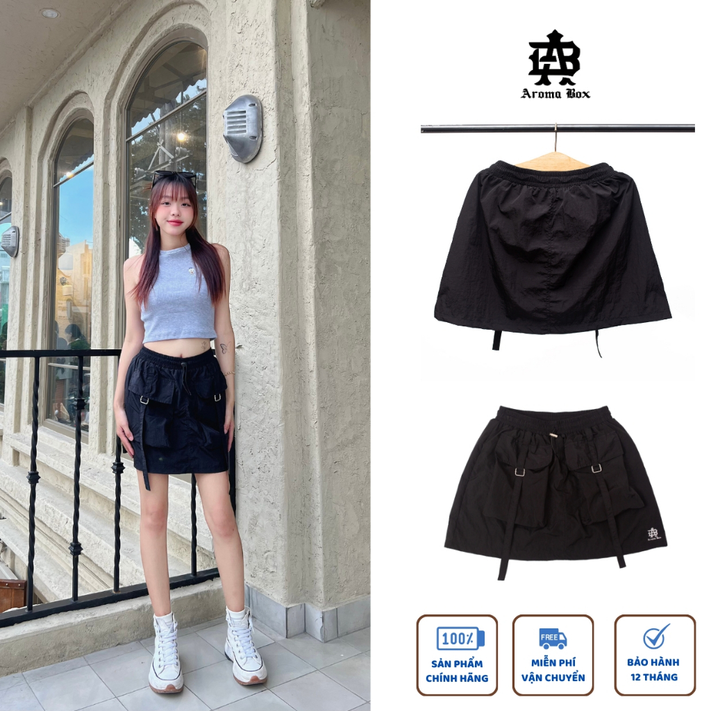 ShopXuHuong -  Quần chân váy chữ A có quần trong - túi hộp vải dù xốp nhăn - Váy thể thao