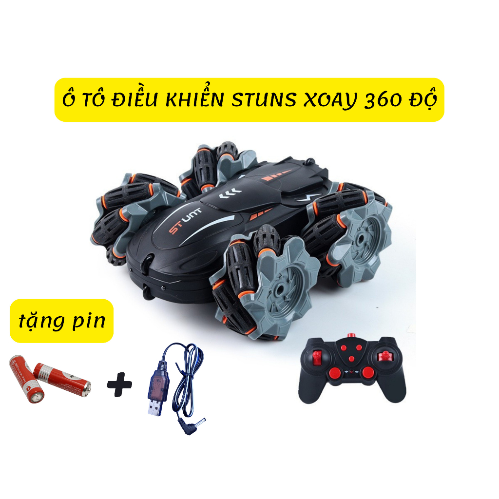 Xe Điều Khiển Từ Xa 360, Ô Tô Điều Khiển Thông Minh Sạc Pin, Xe Điều Khiển Stun Nhựa ABS Bền Bỉ
