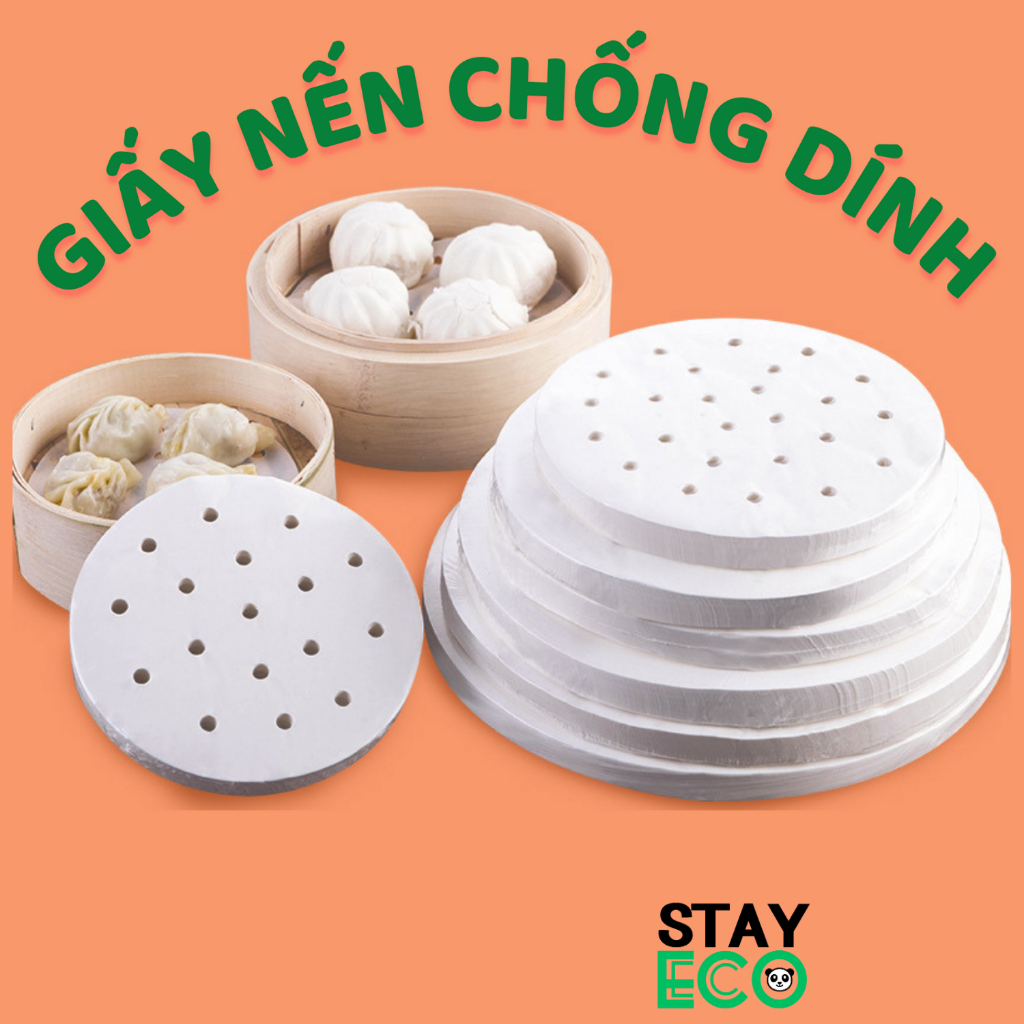 Giấy nến đục lỗ STAY ECO chống dính dùng cho nồi chiên không dầu, xửng hấp an toàn sức khỏe thân thiện môi trường