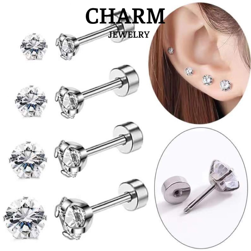 Khuyên Tai Đính Đá Zircon Basic