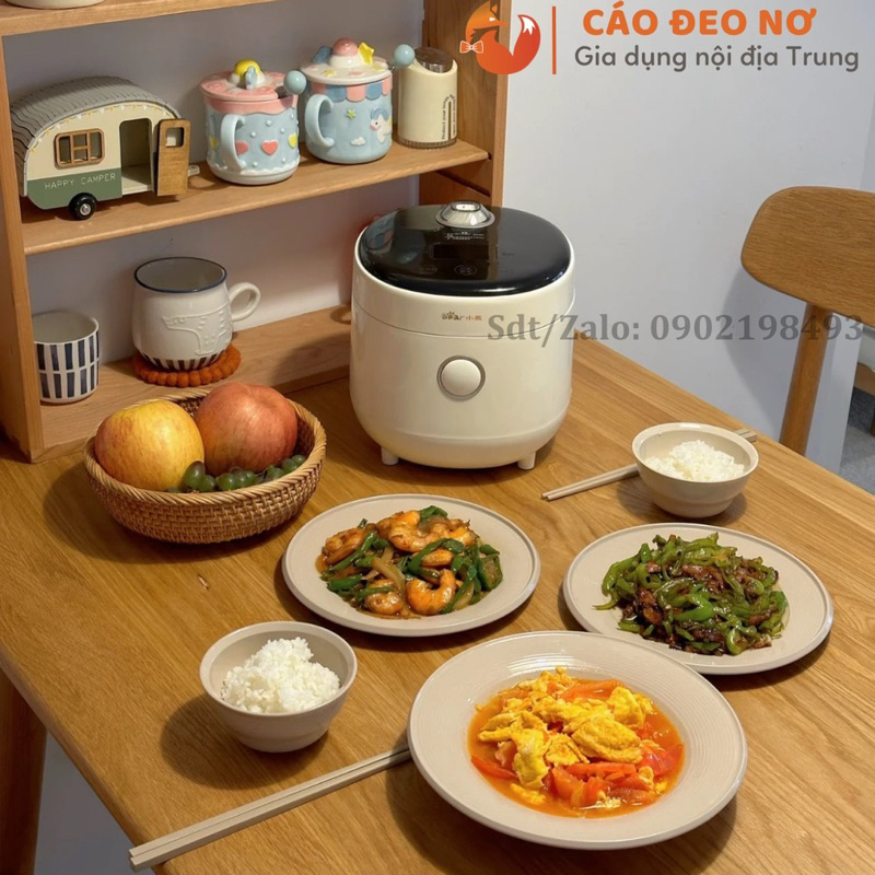 Nồi cơm cao tần đa năng Bear 1,6l dành cho 2-3 người - Cáo đeo nơ