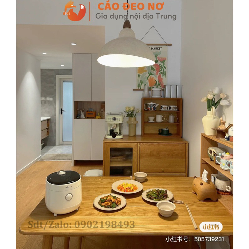 Nồi cơm cao tần đa năng Bear 1,6l dành cho 2-3 người - Cáo đeo nơ