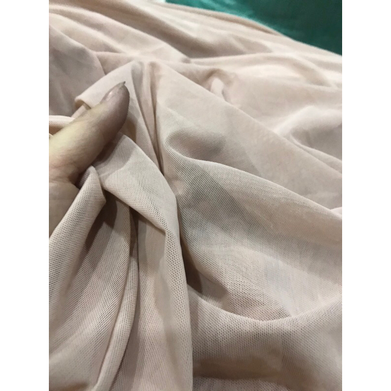 Vải Thun Lưới Dai màu hồng da(khổ 1m6) loại dày ,co giãn 4 chiều mềm rũ ,may đầm váy ,áo kiểu thiết kế thời trang