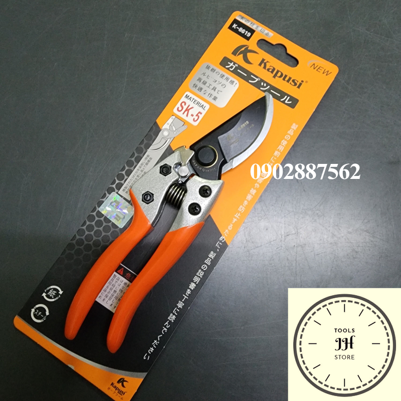 Kéo cắt cành cây cam K-8619 Kapusi Japan thép Đen SK5 siêu bền