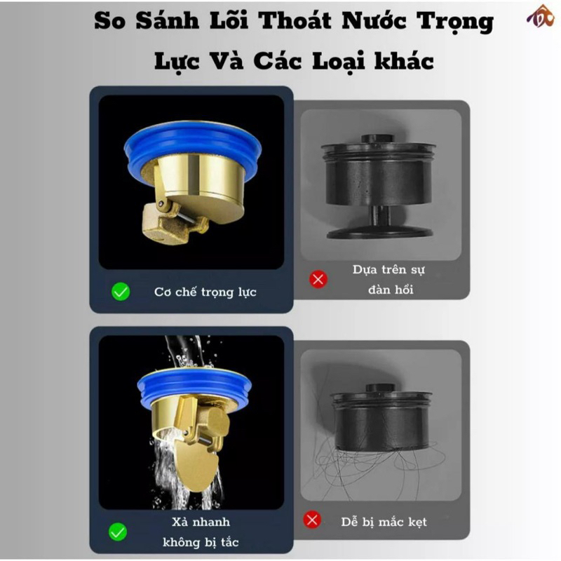 Nắp đậy cống, lõi thoát sàn, phễu chống bốc mùi, chống côn trùng nhà vệ sinh, nhà tắm bằng đồng, Nắp cống ngăn mùi hôi