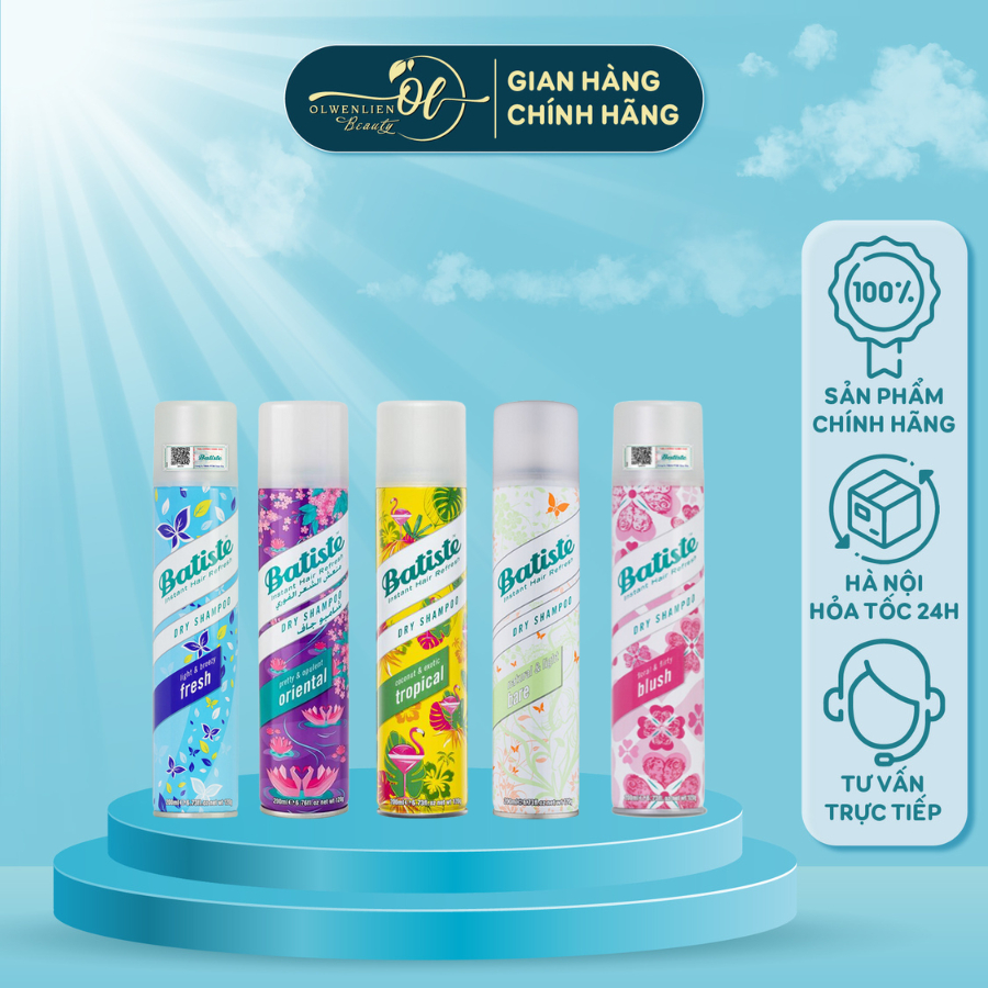 Dầu gội khô BATISTE Dry Shampoo 200ml hết ngứa hết bết dính tóc bồng bềnh tức thì