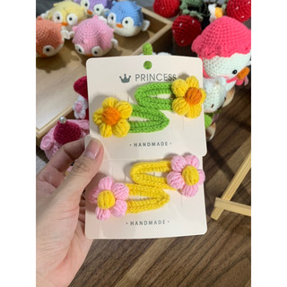 Kẹp tóc len handmade hoa 5 cánh dễ thương phù hợp mọi lứa tuổi