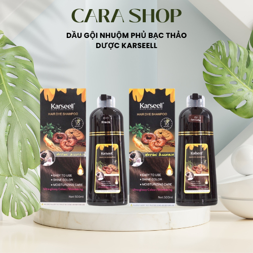 Dầu gội phủ bạc nhuộm đen - nâu tóc thảo dược KARSEELL 500ml chính hãng