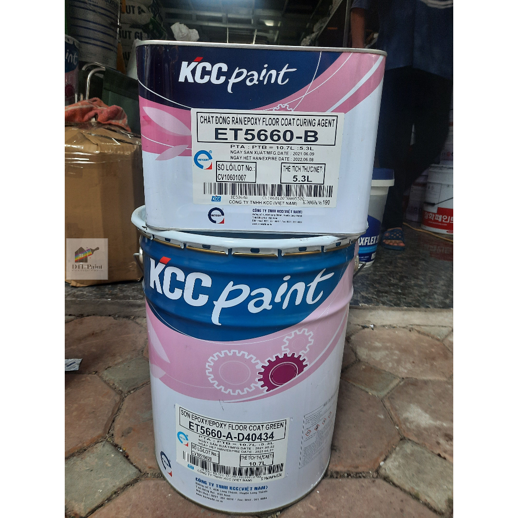 KCC ET5660 D40434 Bộ 16 Lít - Sơn Epoxy màu xanh lá. Sơn nền Epoxy nhà xưởng, nhà kho, gara, showroo