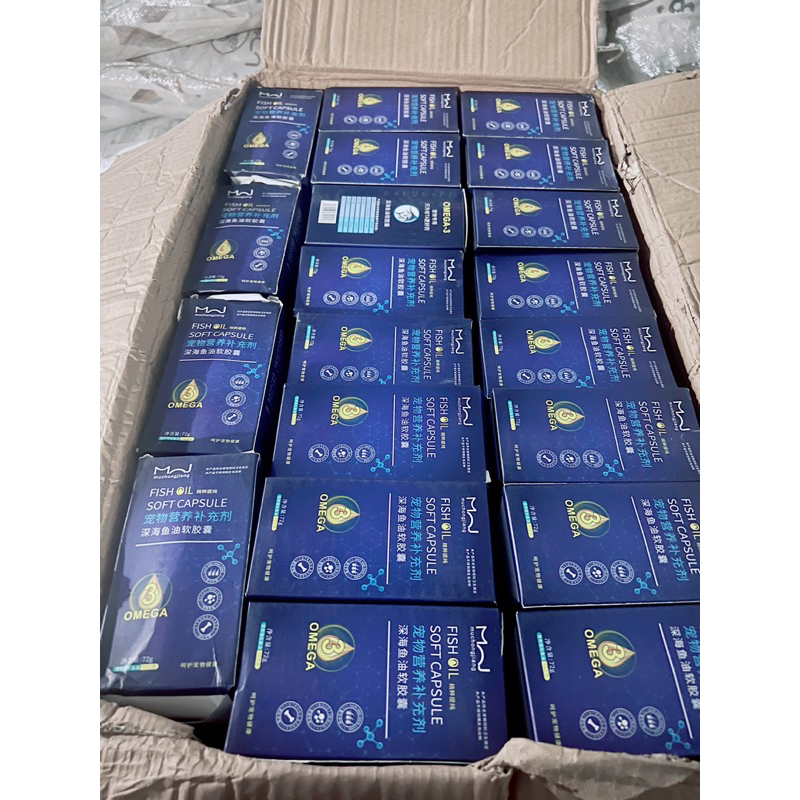 Dầu cá omega 3 MUCHONGJIANG dưỡng lông bóng mượt dùng cho chó mèo hộp 60 viên NHÍM XÙ PETSHOP