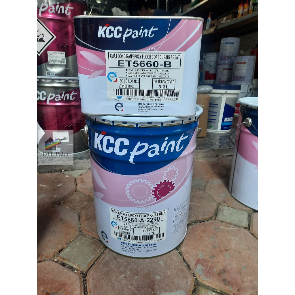 KCC ET5660 Red2290 Bộ 16 Lít - Sơn Epoxy màu đỏ. Sơn nền Epoxy nhà xưởng, nhà kho, gara, showroom