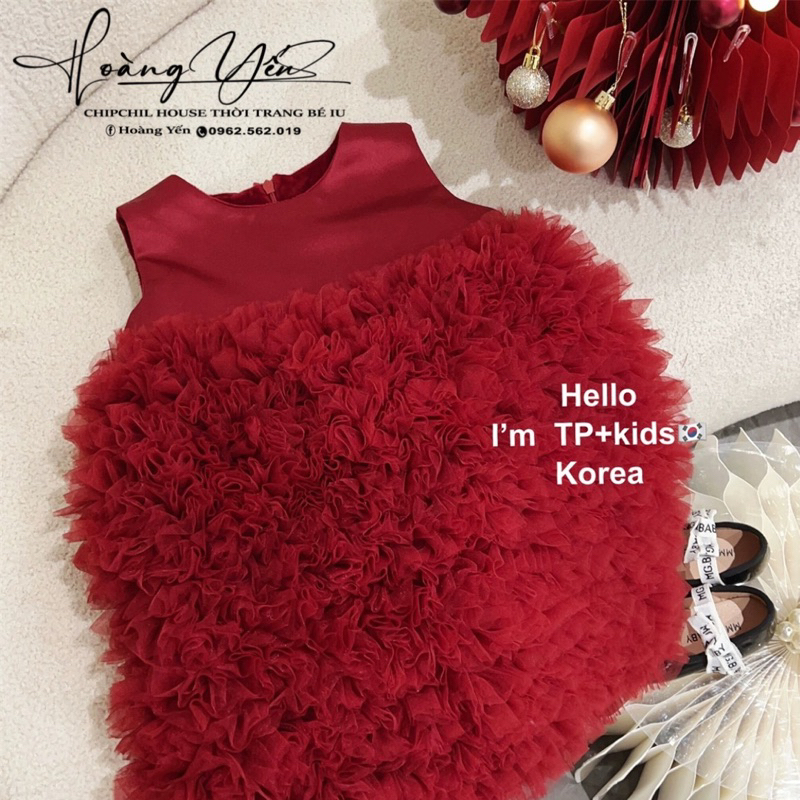Váy Đỏ Lót Nhung Dày Dặn Mới Nhất 2023 Cho Bé Gái ChipChil