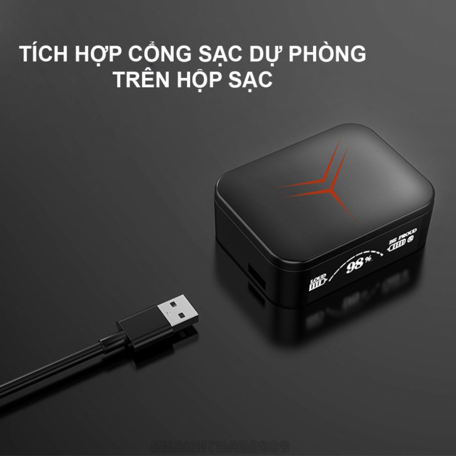 Tai nghe bluetooth Gaming V5.3 M88 Plus cảm ứng, màn hình led, chống nước ipx7, kiêm sạc dự phòng - KT209