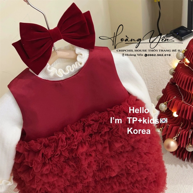 Váy Đỏ Lót Nhung Dày Dặn Mới Nhất 2023 Cho Bé Gái ChipChil