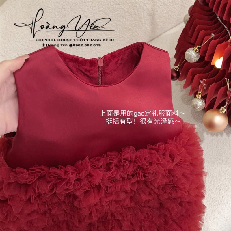 Váy Đỏ Lót Nhung Dày Dặn Mới Nhất 2023 Cho Bé Gái ChipChil