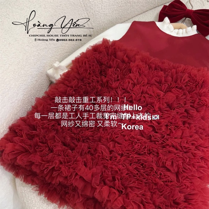 Váy Đỏ Lót Nhung Dày Dặn Mới Nhất 2023 Cho Bé Gái ChipChil