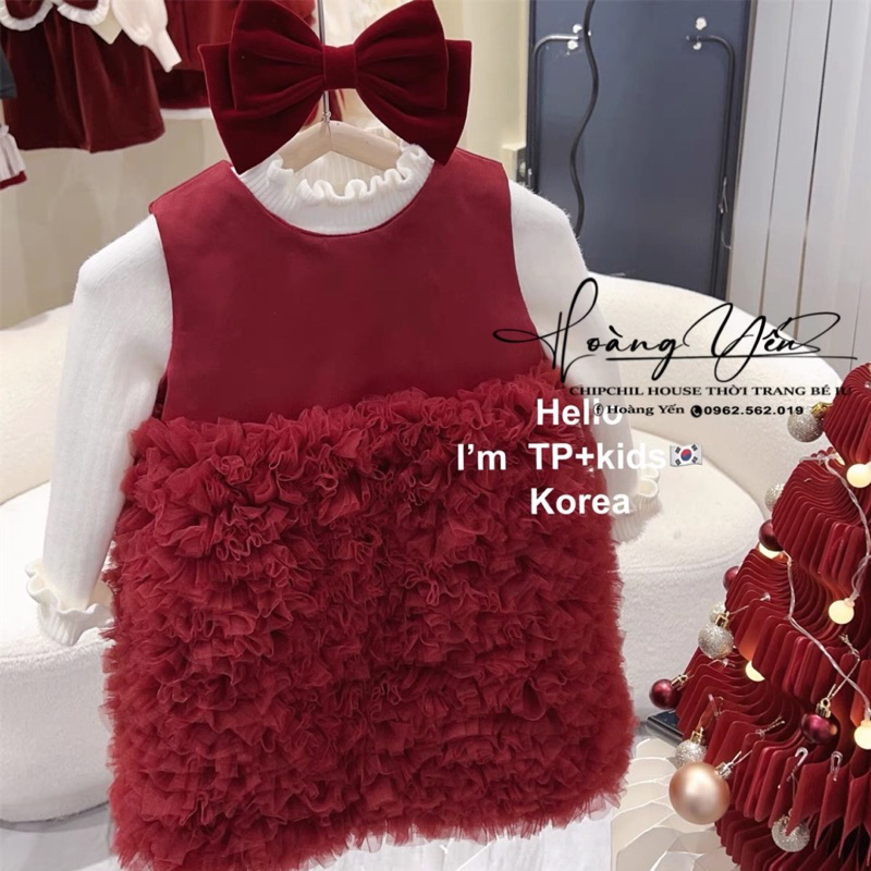 Váy Đỏ Lót Nhung Dày Dặn Mới Nhất 2023 Cho Bé Gái ChipChil
