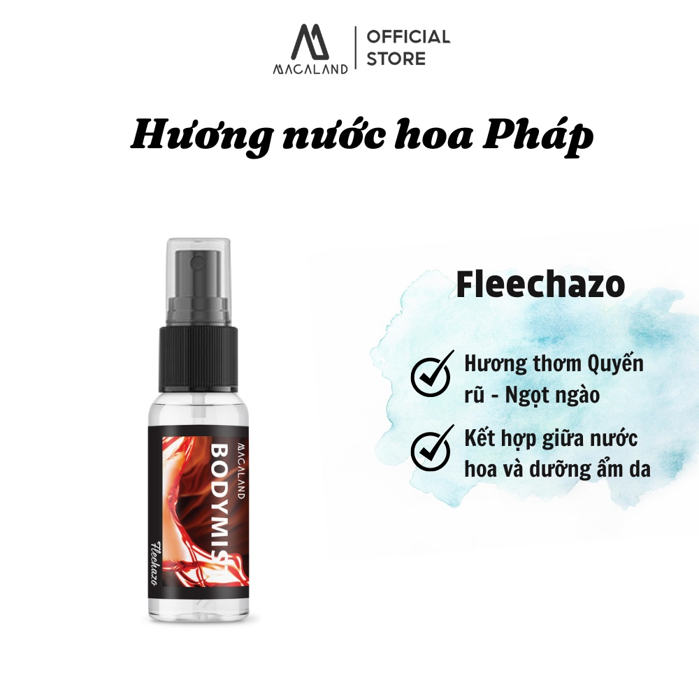 Xịt thơm toàn thân Body Mist hương nước hoa Pháp dưỡng ẩm da, lưu hương lâu 20ml/35ml MACALAND - JML SHOP