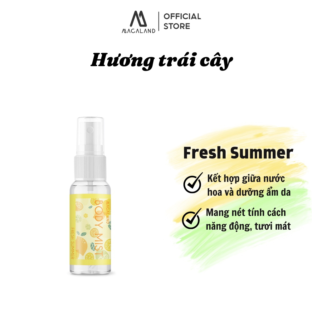 Xịt thơm toàn thân Body Mist hương nước hoa Pháp dưỡng ẩm da, lưu hương lâu 20ml/35ml MACALAND - JML SHOP