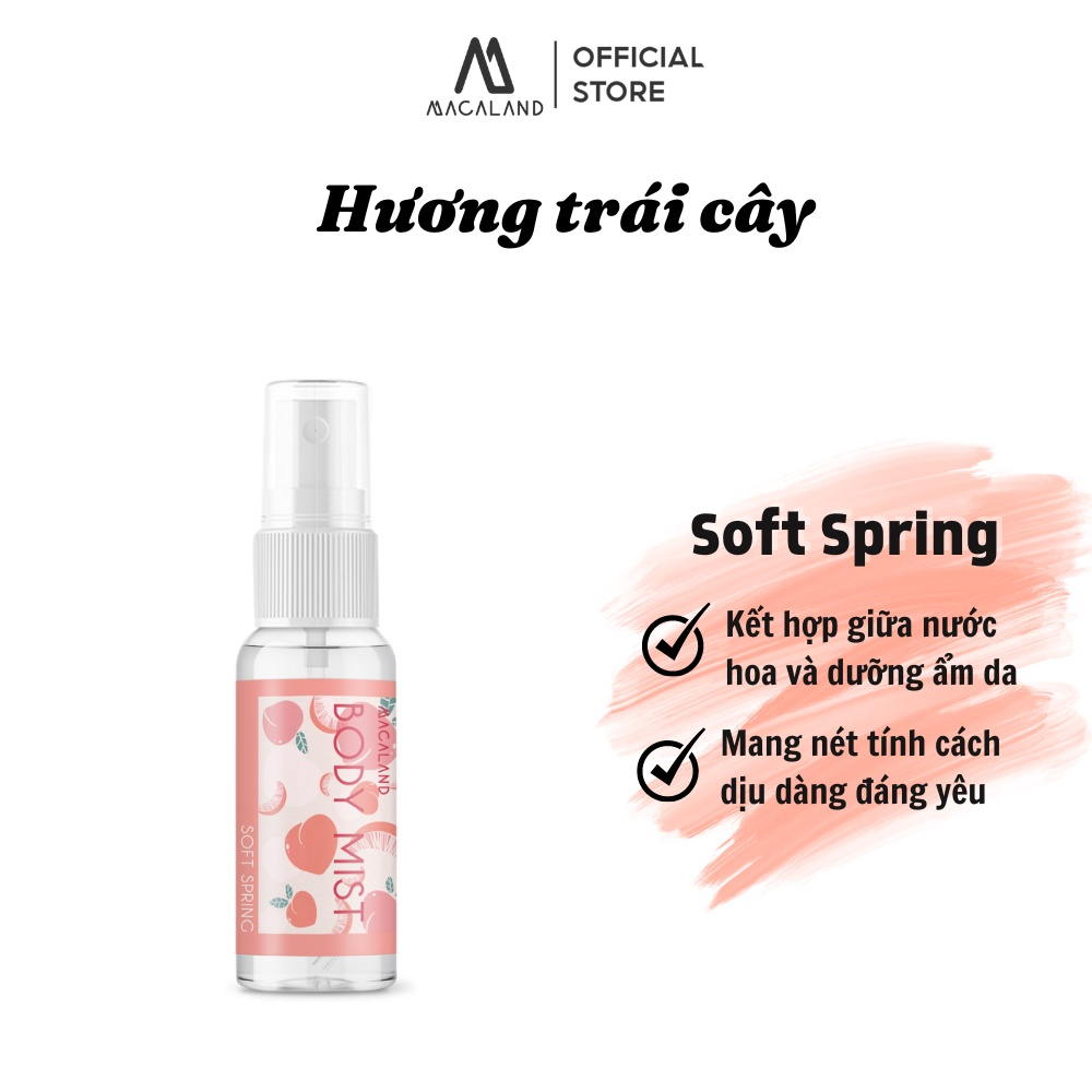 Xịt thơm toàn thân Body Mist hương nước hoa Pháp dưỡng ẩm da, lưu hương lâu 20ml/35ml MACALAND - JML SHOP