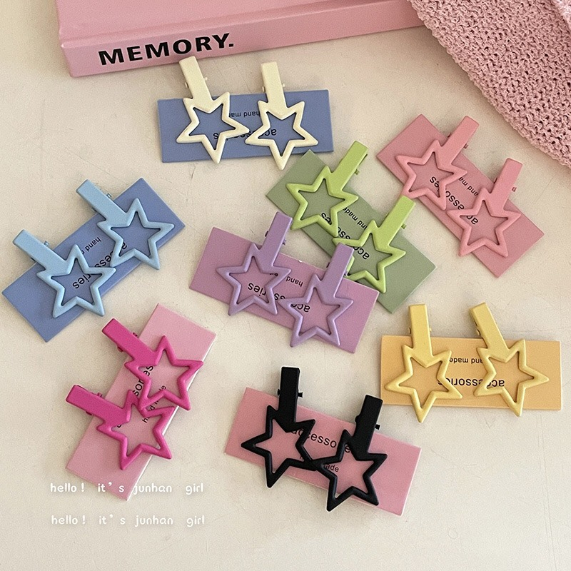 Kẹp Tóc Mái Ngang Hình Ngôi Sao Bằng Kim Loại Y2K Màu Kẹo Ngọt Thời Trang Phong Cách Hàn Quốc Cho Nữ KT012