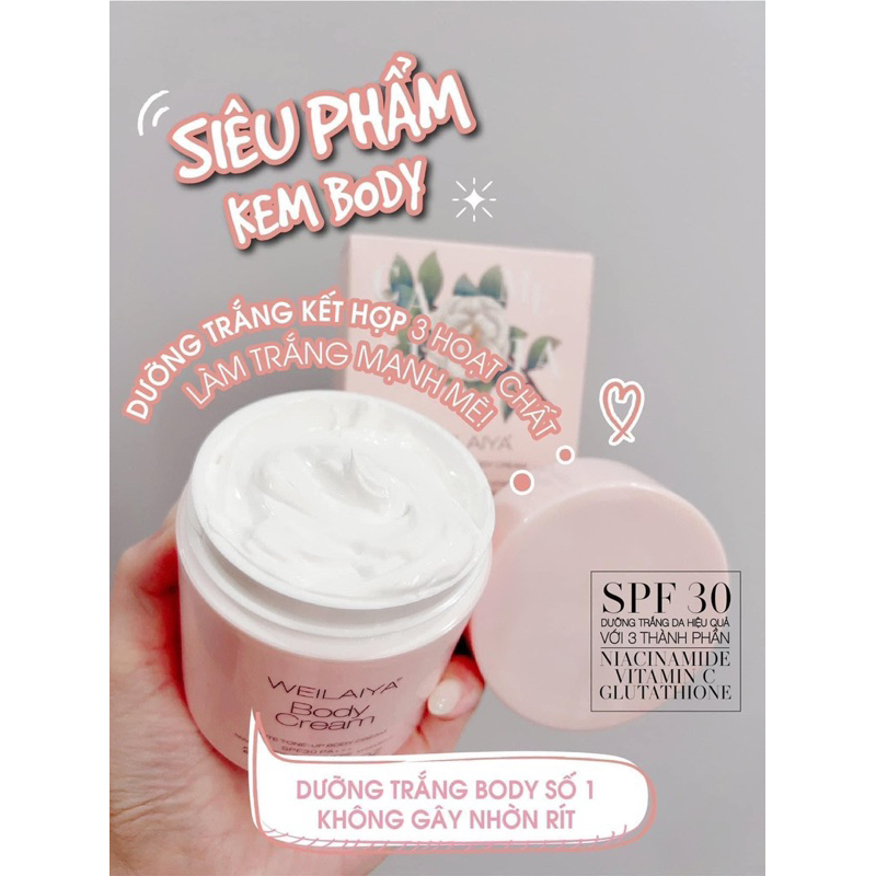 Kem Body Weilaiya Dưỡng Trắng Da Nâng Tone White Tone-Up Body Cream SPF30 PA+++ 200ml