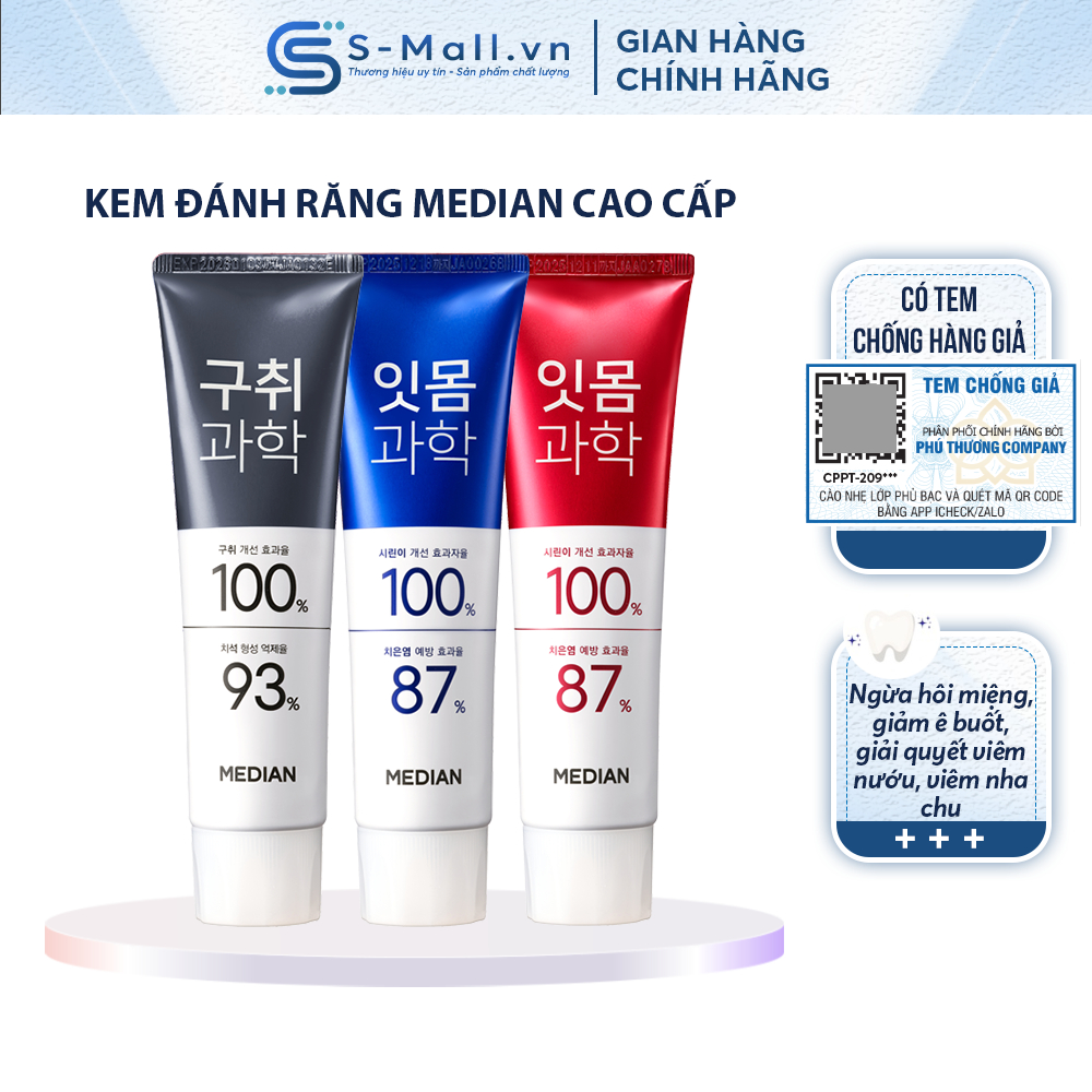 Kem đánh răng Median Science Toothpaste làm trắng răng, thơm miệng, ngừa viêm nướu 120g