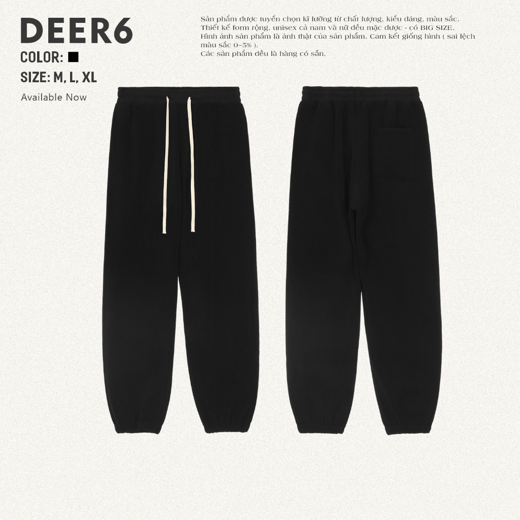 Quần jogger nam nữ basic trơn form rộng chất nỉ chân cua dày dặn