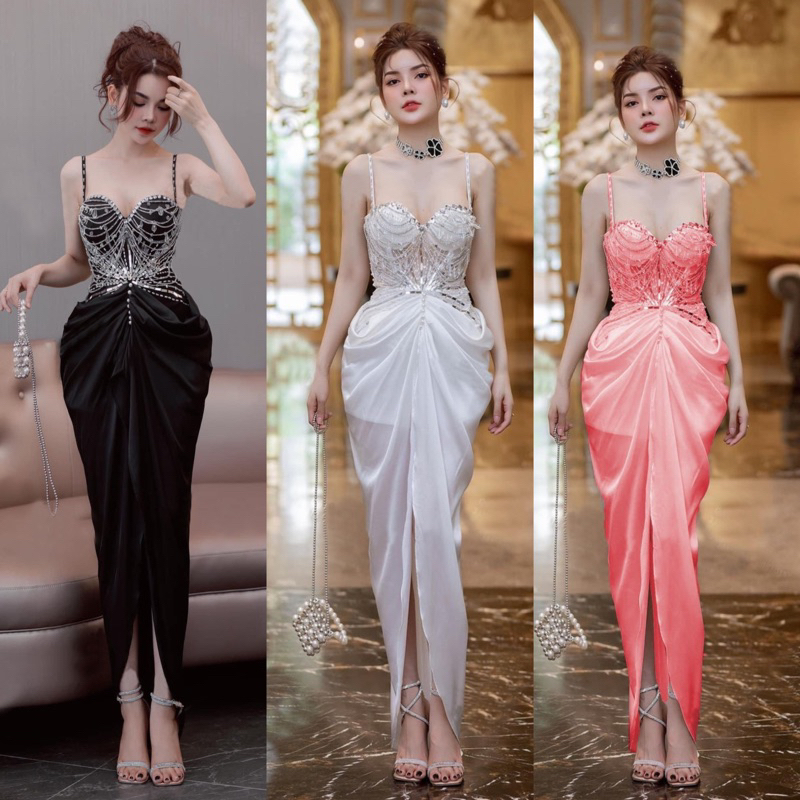 MS1557V ĐẦM BODY HAI DÂY KẾT PALE ( hàng có sẵn) full size S/M/L/XL