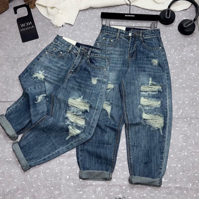 Quần bò baggy thêu túi x, Quần baggy jean mềm lên dáng chuẩn L1 QS000 - NhiNhi Shop