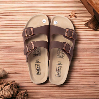 DA BÒ THẬT Dép Đế Trấu Da Bò, Dép birken quai ngang Sandal Birken dép trấu unisex chính hãng Bioline mã D01
