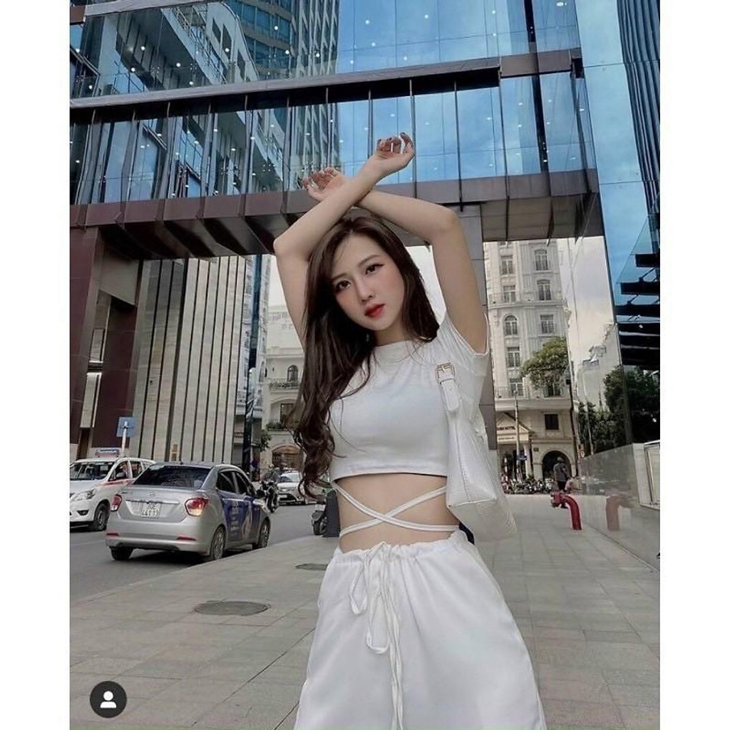 Áo Croptop Ngắn Tay Đan Eo Sexy - Áo Thun Croptop Dây Buộc Eo Gợi Cảm QUANAOPHUKIEN