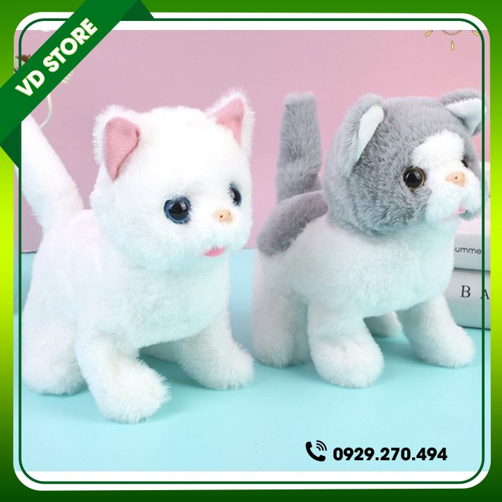 Đồ Chơi Mèo Bông Biết Đi, Vẫy Đuôi, Biết Kêu Bibi Cực Cute - Hàng Chất Lượng Cao