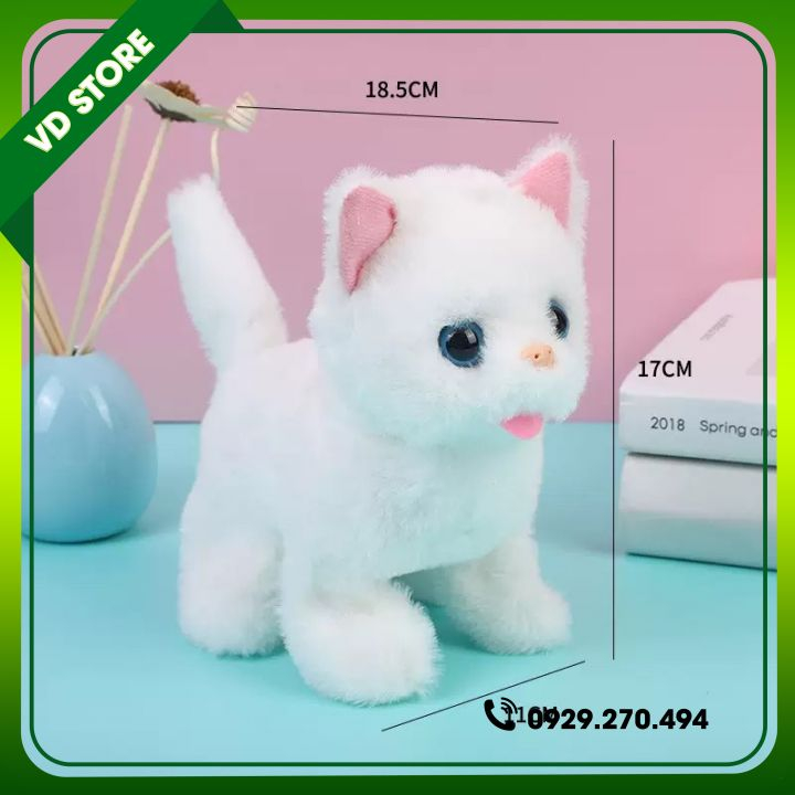 Đồ Chơi Mèo Bông Biết Đi, Vẫy Đuôi, Biết Kêu Bibi Cực Cute - Hàng Chất Lượng Cao
