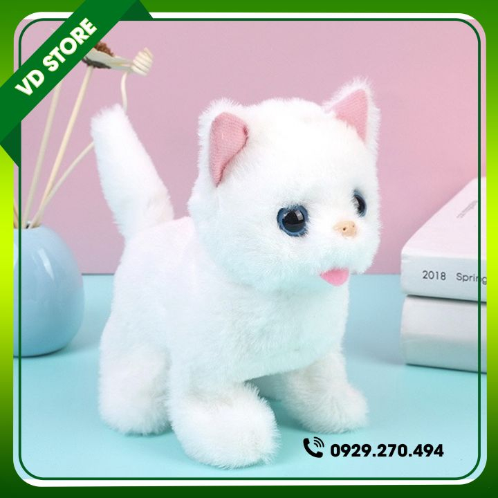 Đồ Chơi Mèo Bông Biết Đi, Vẫy Đuôi, Biết Kêu Bibi Cực Cute - Hàng Chất Lượng Cao