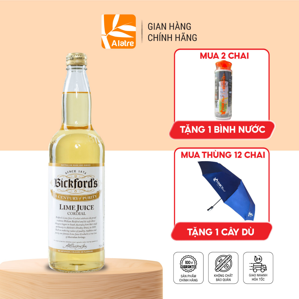 Siro Bickford's Nước Ép Chanh | Thể Tích Khủng 750ml | Nhập Úc!