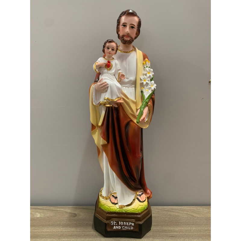 Thánh Giuse Bế Chúa 45cm Thiếp Vàng.