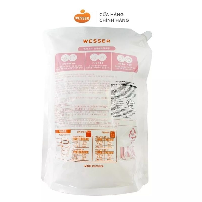 Nước giặt xả wesser 2in1 dạng gói