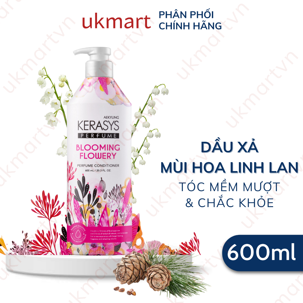Dầu gội Dầu xả Nước Hoa Cho Tóc Khô Xơ, Chẻ Ngọn Kerasys 600ml Perfume Blooming & Flowery Rinse