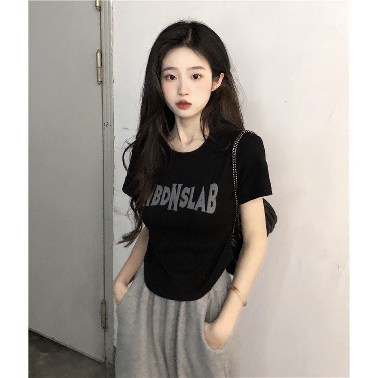 Áo thun ngắn tay babytee UNBD, áo phông đuôi tôm dáng ngắn croptop vải cotton co dãn ôm body tôn dáng kiểu Hàn Quốc 1SIZ