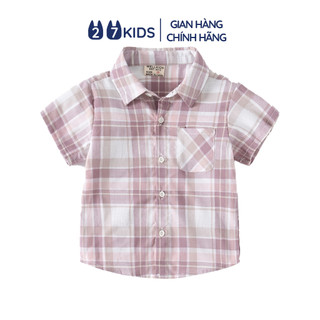 Áo sơ mi bé trai ngắn tay 27Kids WELLKIDS shirt cổ bẻ vải mềm đi học nam cho trẻ từ 2-8 tuổi BSSH3