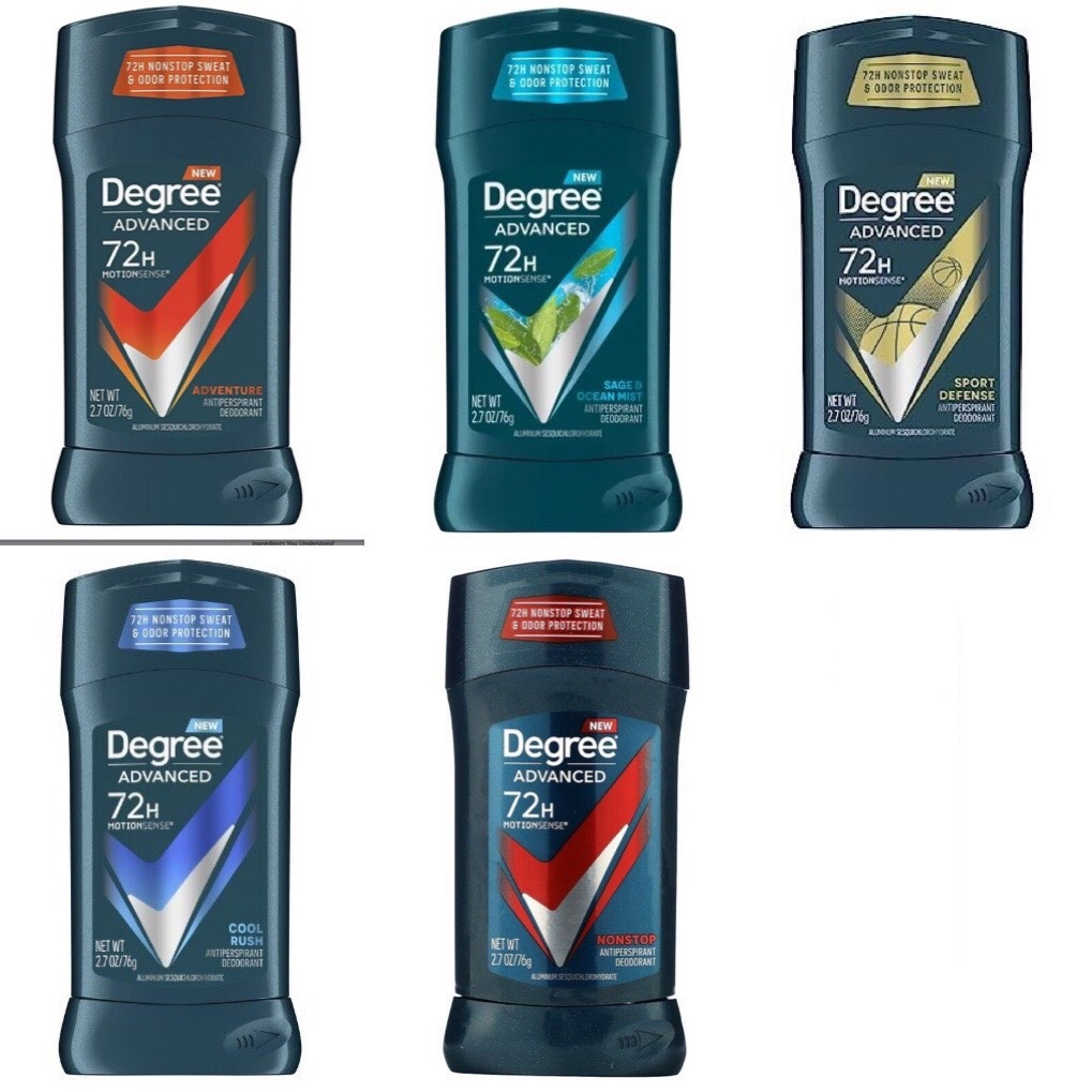 Lăn sáp khử mùi nam Degree Advanced Deodorant 72H-Sage and Ocean/Sport Defense/Adventure/Nonstop/Cool Rush 76g (Mỹ)