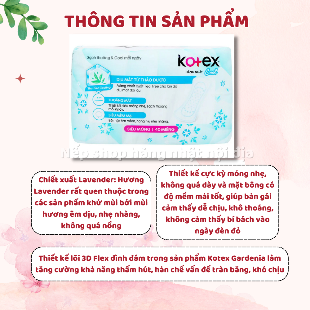 Băng vệ sinh Kotex hằng ngày cool 20 miếng - Nếp shop
