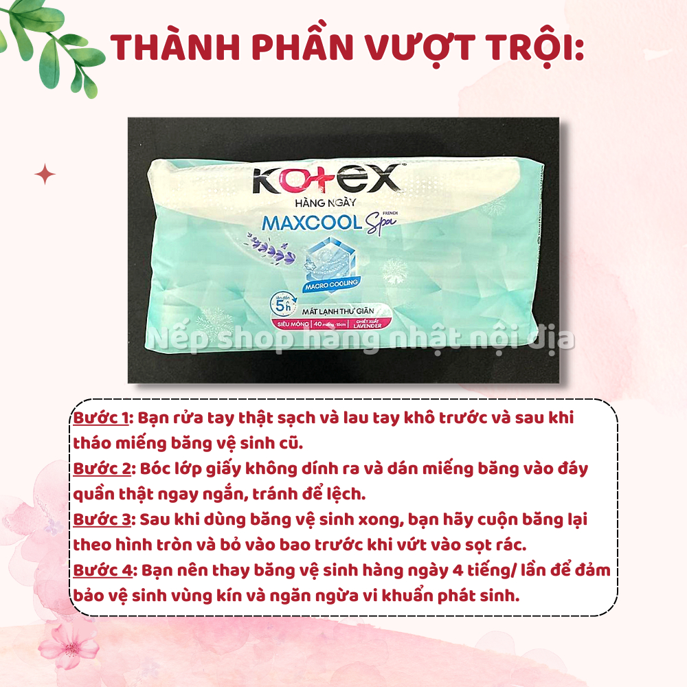 Băng vệ sinh Kotex hằng ngày cool 20 miếng - Nếp shop