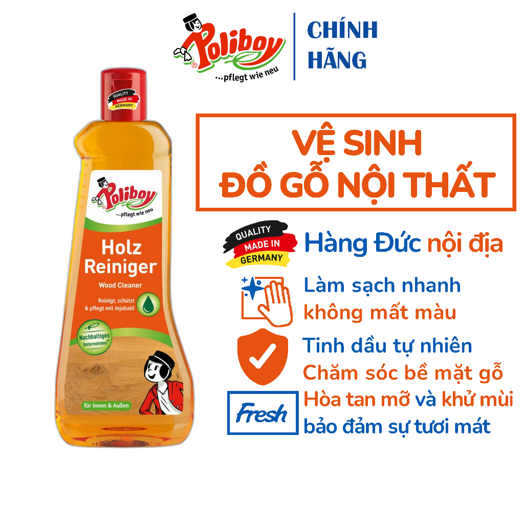 Dung Dịch Vệ Sinh Đồ Gỗ Nội Thất POLIBOY Kháng Bụi Bẩn, Ngăn Ngừa Mất Màu 500ml