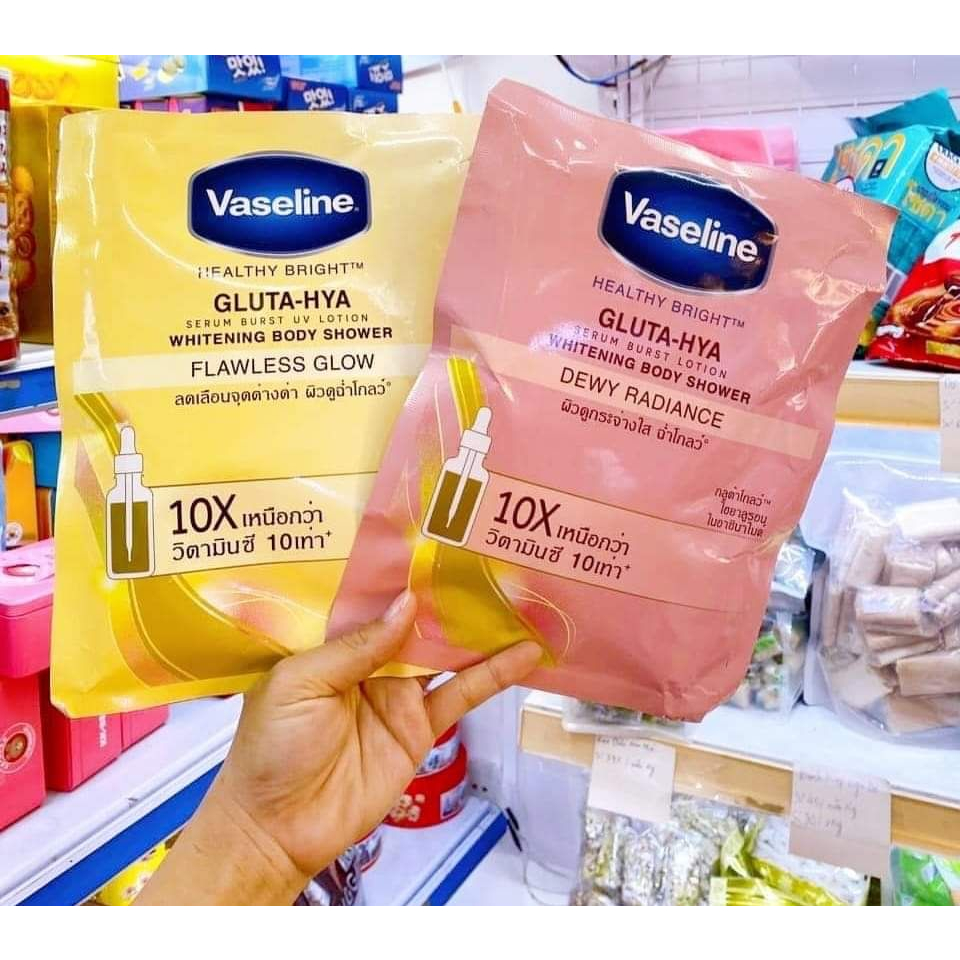 Set kem tắm trắng bật tone Vaseline Thái Lan whitening body shower 120gr - Dạng gói