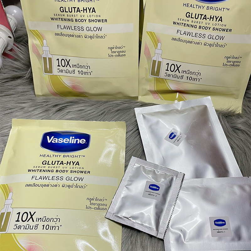 Set kem tắm trắng bật tone Vaseline Thái Lan whitening body shower 120gr - Dạng gói