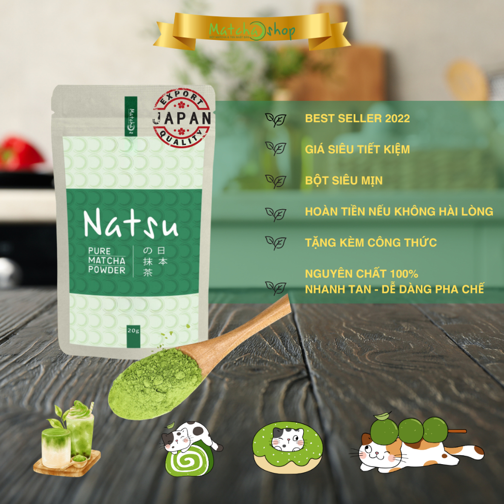 Bột Trà Xanh Matcha Natsu Nhật Bản 20G-50G-100G