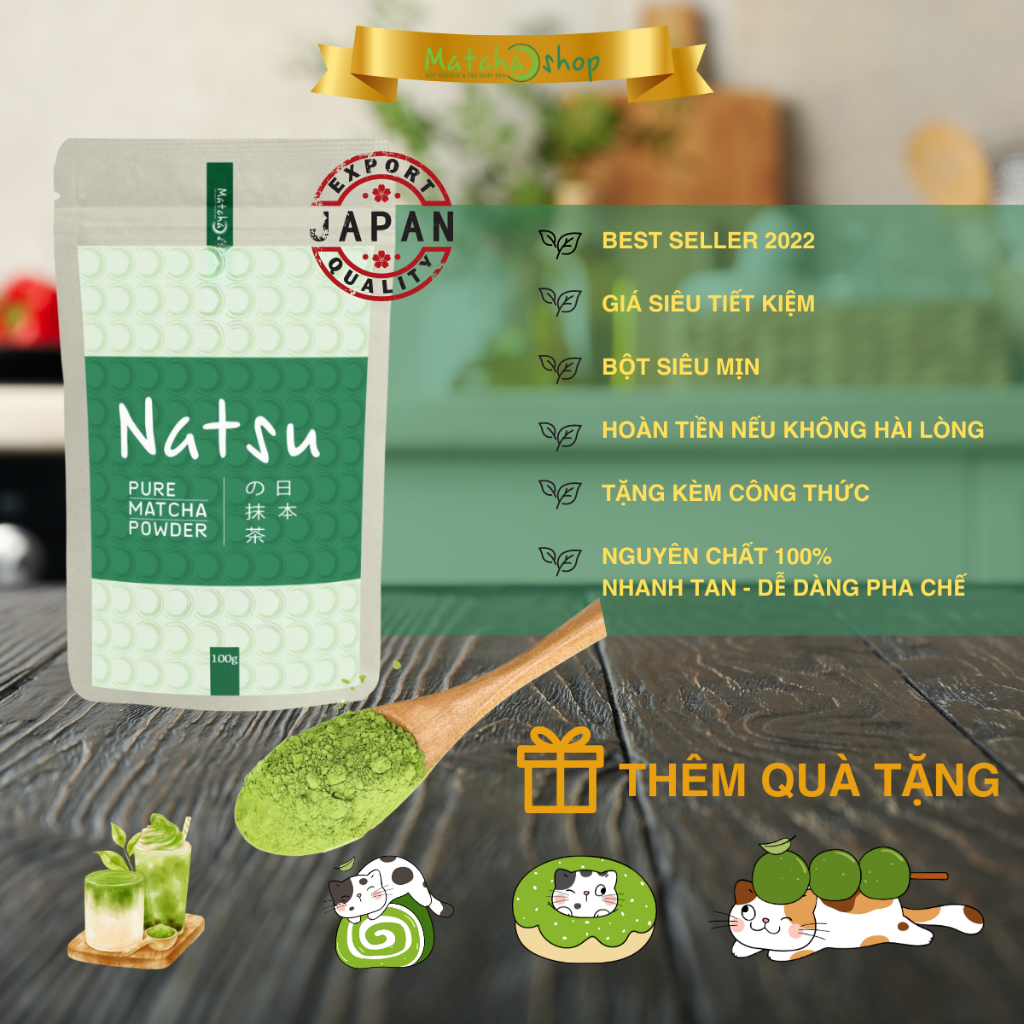 Bột Trà Xanh Matcha Natsu Nhật Bản 20G-50G-100G