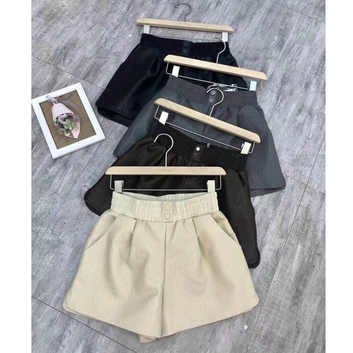 Quần Short Da 2 Cúc Mã 677 (cạp chun co giãn)